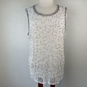 NWT Jennifer Lopez Beaded Sleeveless Blouse Top Size XL